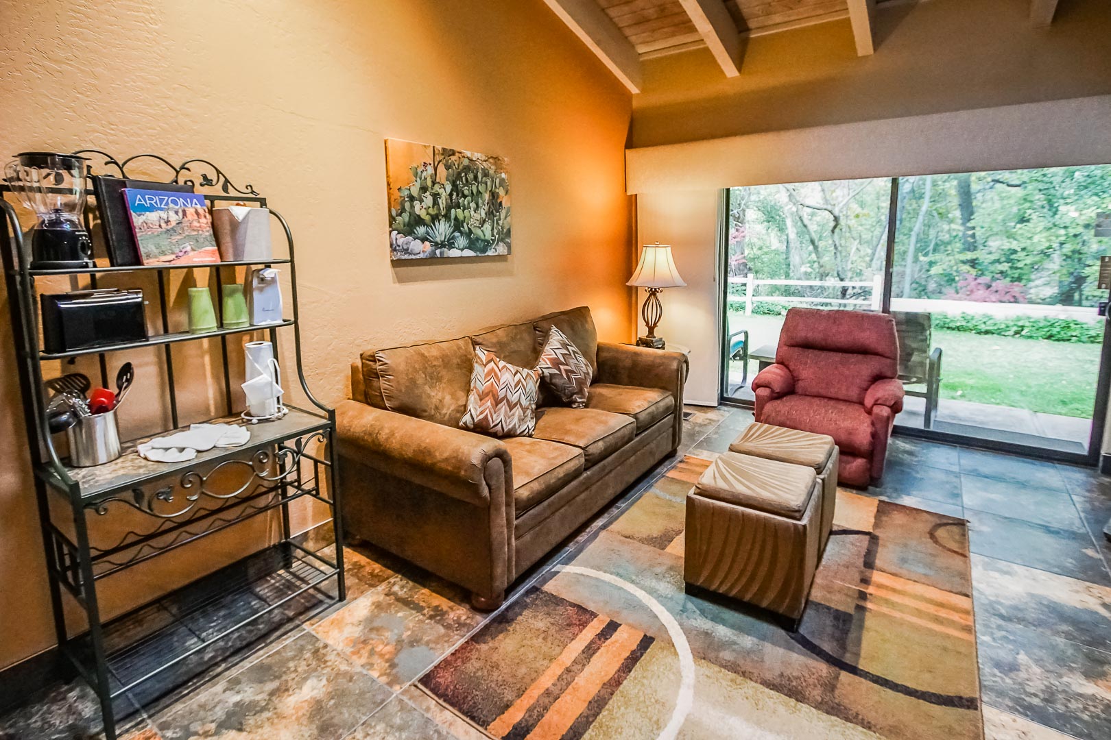 A spacious living room area at VRI's Villas at Poco Diablo in Sedona, Arizona.